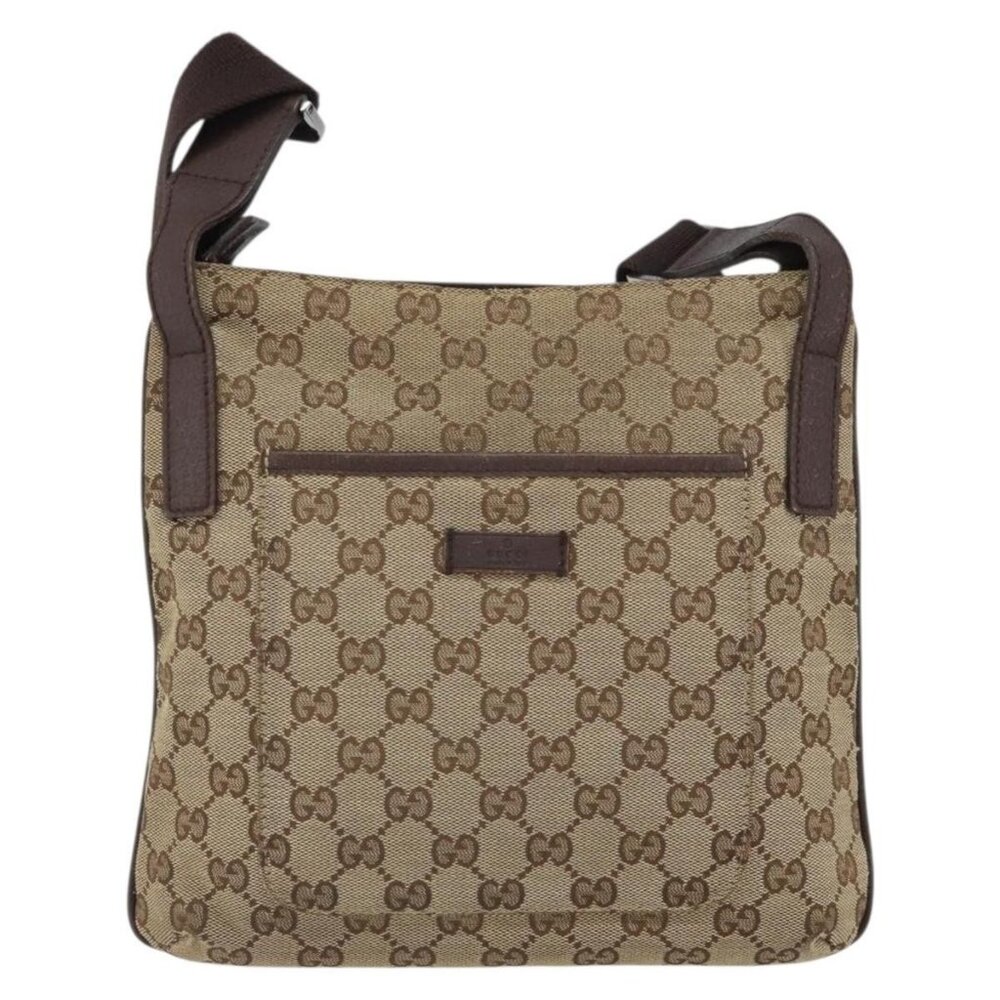 Authentic GUCCI GG Canvas Shoulder Bag Beige Silver 122793 - Picture 9 of 16